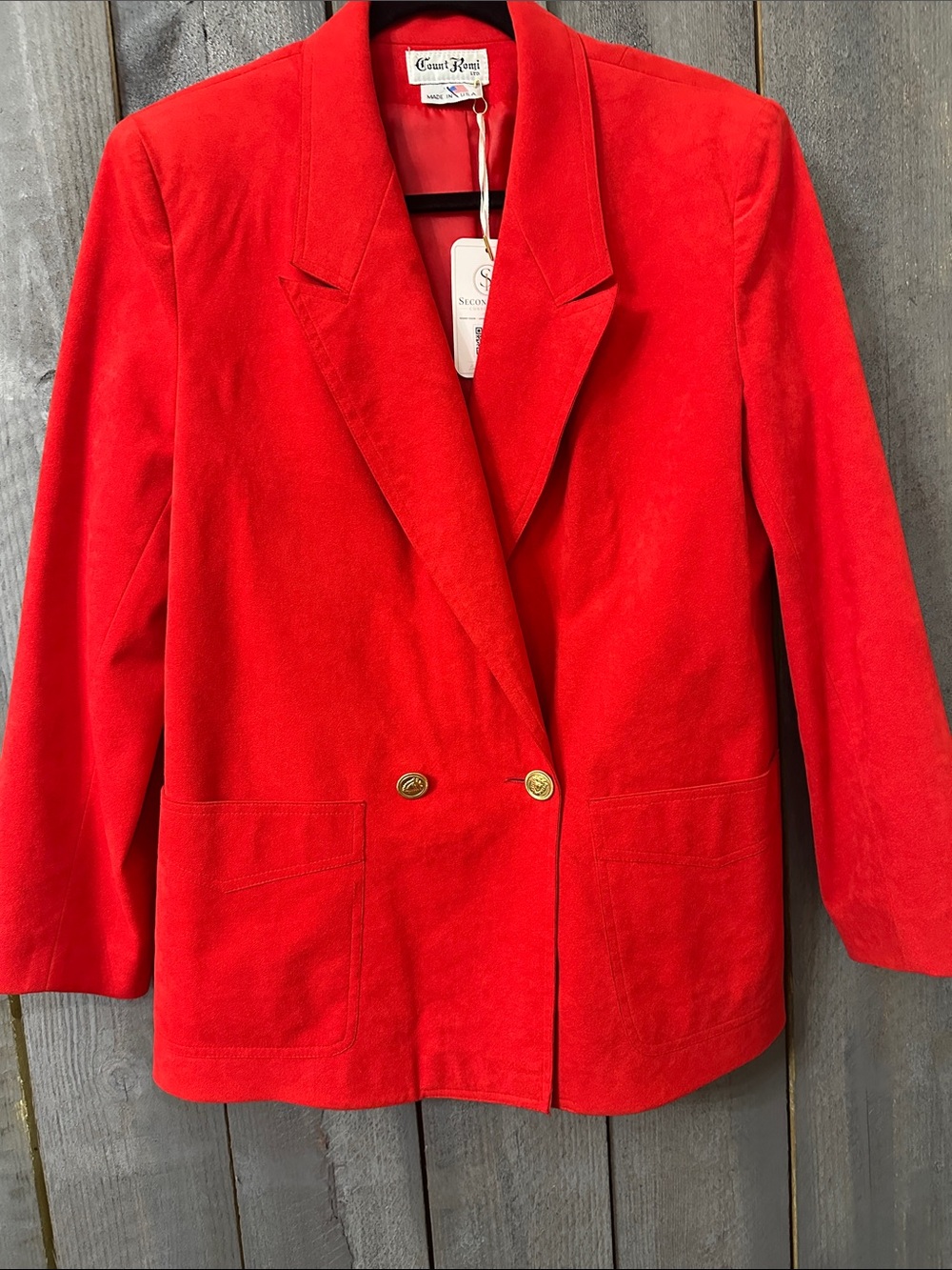Red Double-Breasted Corduroy Blazer